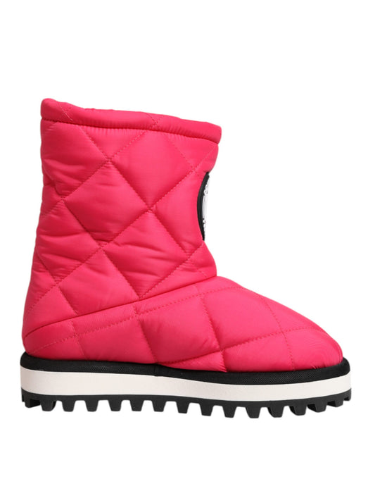Dolce & Gabbana Fuchsia-weiße gepolsterte Stiefel