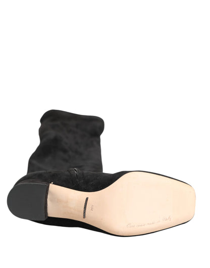 Dolce & Gabbana Schwarze kniehohe Stiefel aus Lammleder