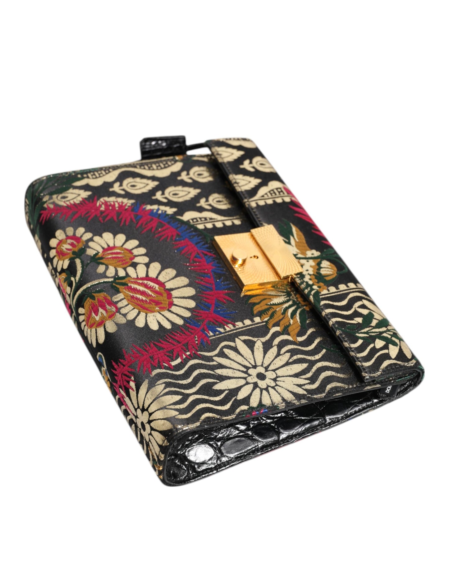 Dolce & Gabbana Multicolor Jacquard Floral Dokument Aktentasche Tasche