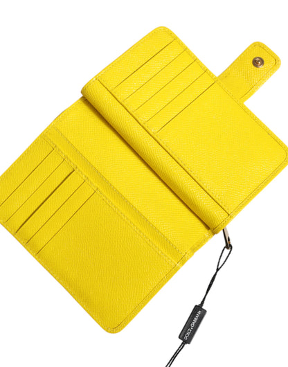 Dolce & Gabbana Gelbe Leder Bifold Continental Clutch Geldbörse