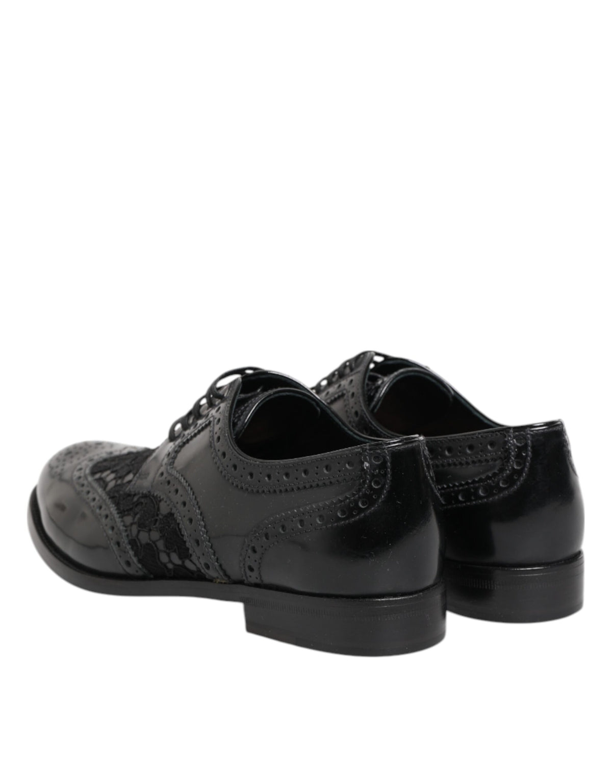 Dolce & Gabbana Scarpe Nere con Motivo Floreale in pelle di vitello e pelle di agnello e cotone