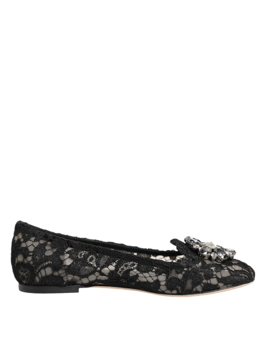 Dolce & Gabbana Taormina Dunkelblaue Spitzen-Ballerinas