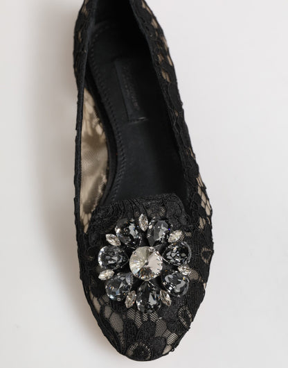 Dolce & Gabbana Taormina Dunkelblaue Spitzen-Ballerinas
