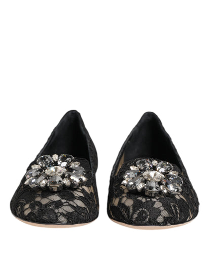 Dolce & Gabbana Taormina Dunkelblaue Spitzen-Ballerinas