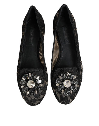 Dolce & Gabbana Taormina Dunkelblaue Spitzen-Ballerinas