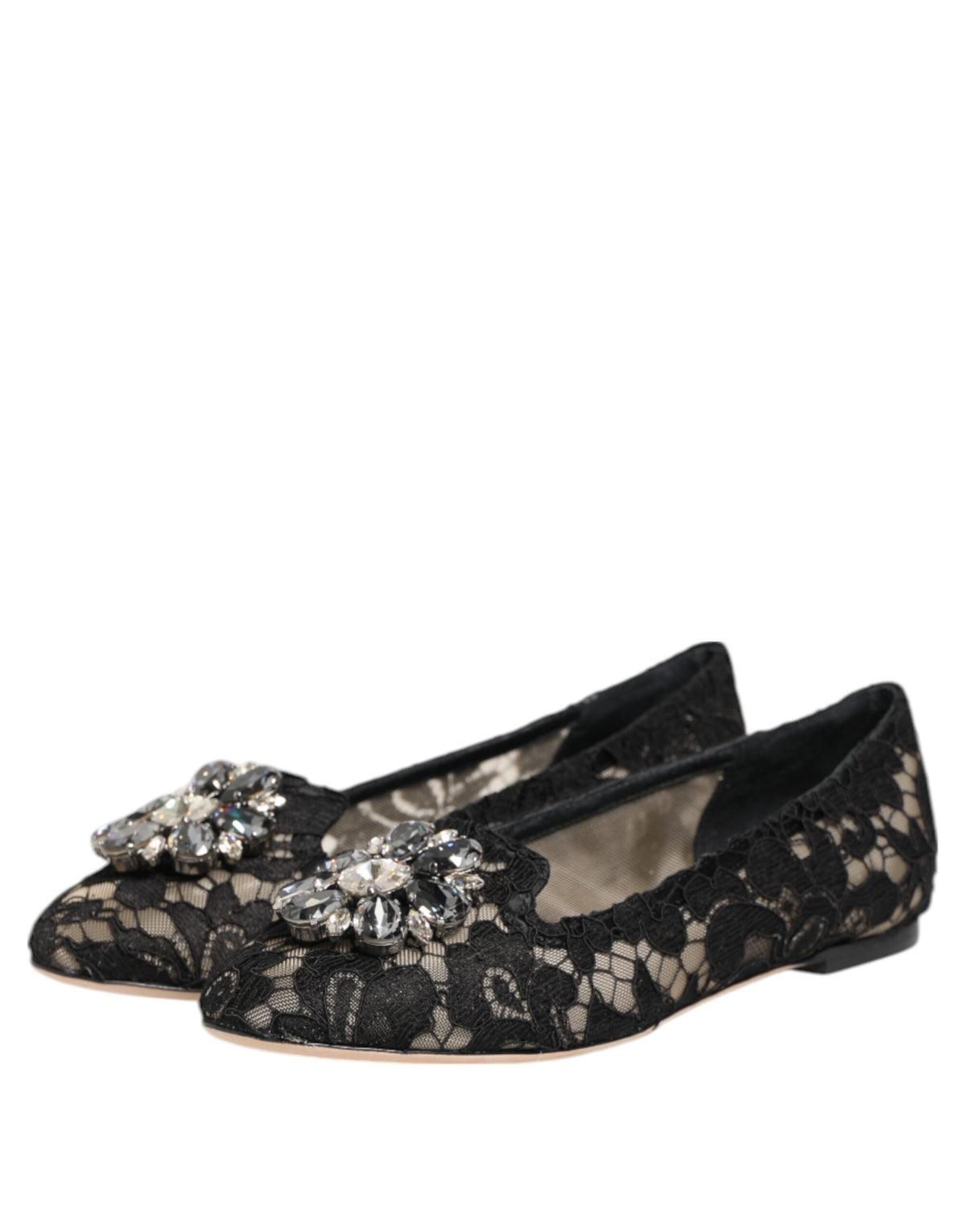 Dolce & Gabbana Taormina Dunkelblaue Spitzen-Ballerinas