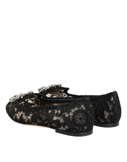Dolce & Gabbana Taormina Dunkelblaue Spitzen-Ballerinas