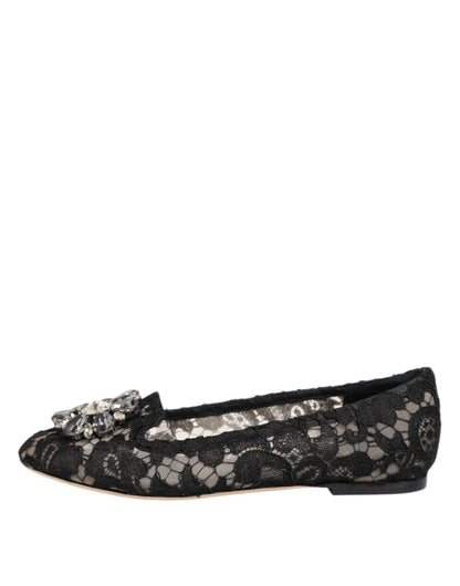 Dolce & Gabbana Taormina Dunkelblaue Spitzen-Ballerinas