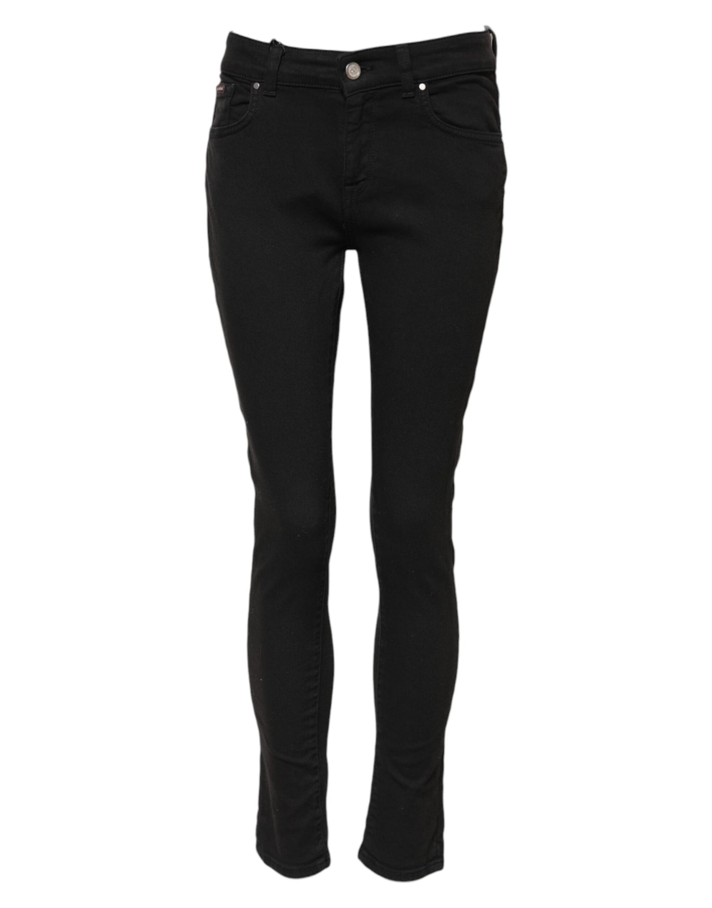 Dolce & Gabbana Schwarze Skinny Jeans aus Baumwolldenim mit mittlerer Bundhöhe
