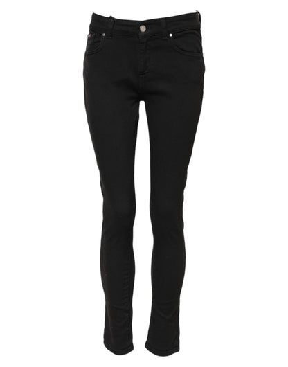 Dolce & Gabbana Schwarze Skinny Jeans aus Baumwolldenim mit mittlerer Bundhöhe
