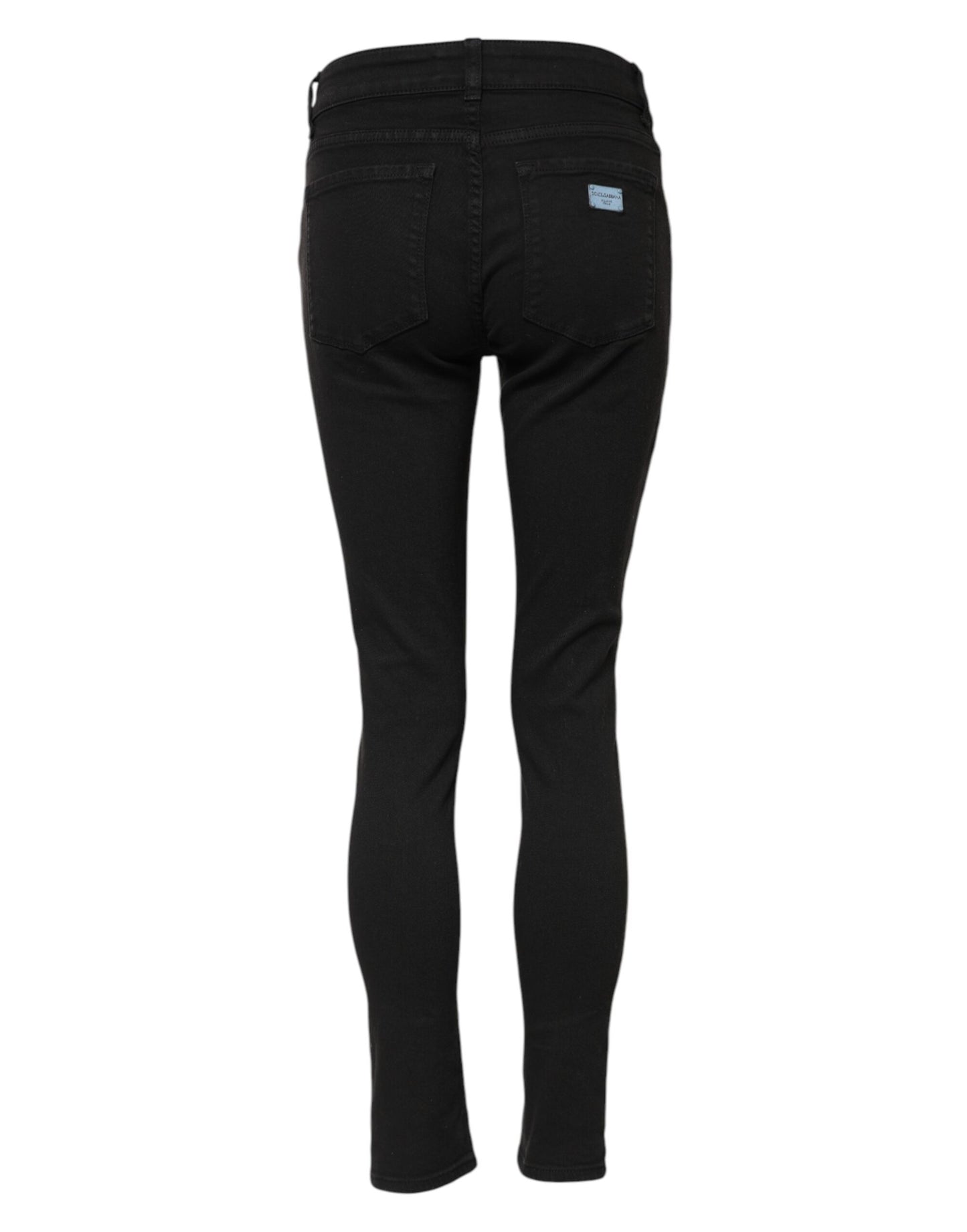 Dolce & Gabbana Schwarze Skinny Jeans aus Baumwolldenim mit mittlerer Bundhöhe