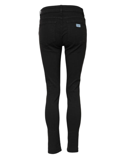 Dolce & Gabbana Schwarze Skinny Jeans aus Baumwolldenim mit mittlerer Bundhöhe