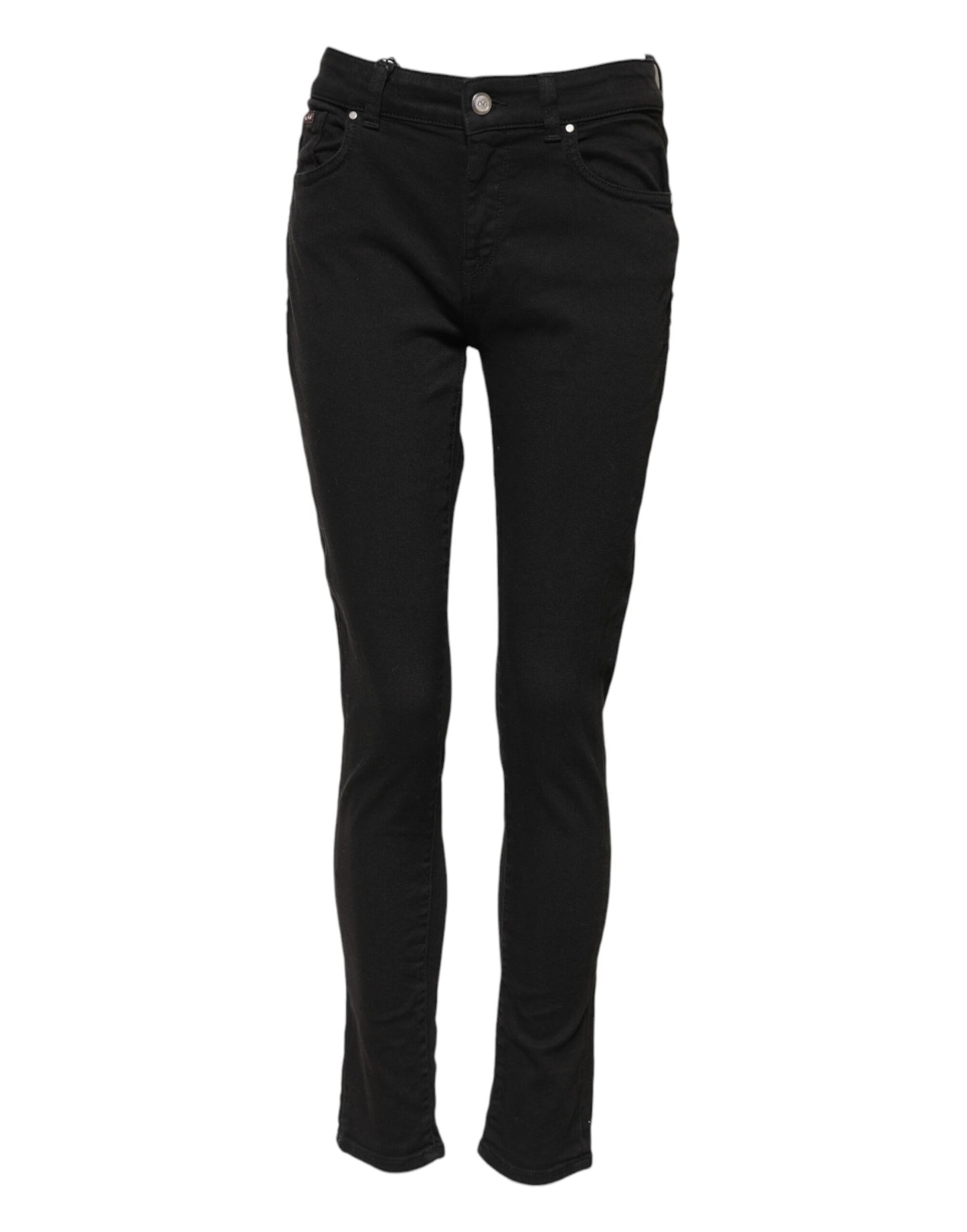 Dolce & Gabbana Schwarze Skinny Jeans aus Baumwolldenim mit mittlerer Bundhöhe