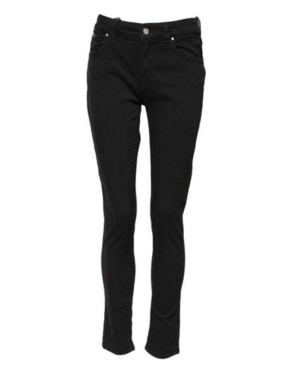 Dolce & Gabbana Schwarze Skinny Jeans aus Baumwolldenim mit mittlerer Bundhöhe