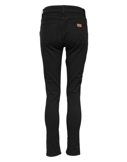 Dolce & Gabbana Schwarze Skinny Jeans aus Baumwolldenim mit mittlerer Bundhöhe