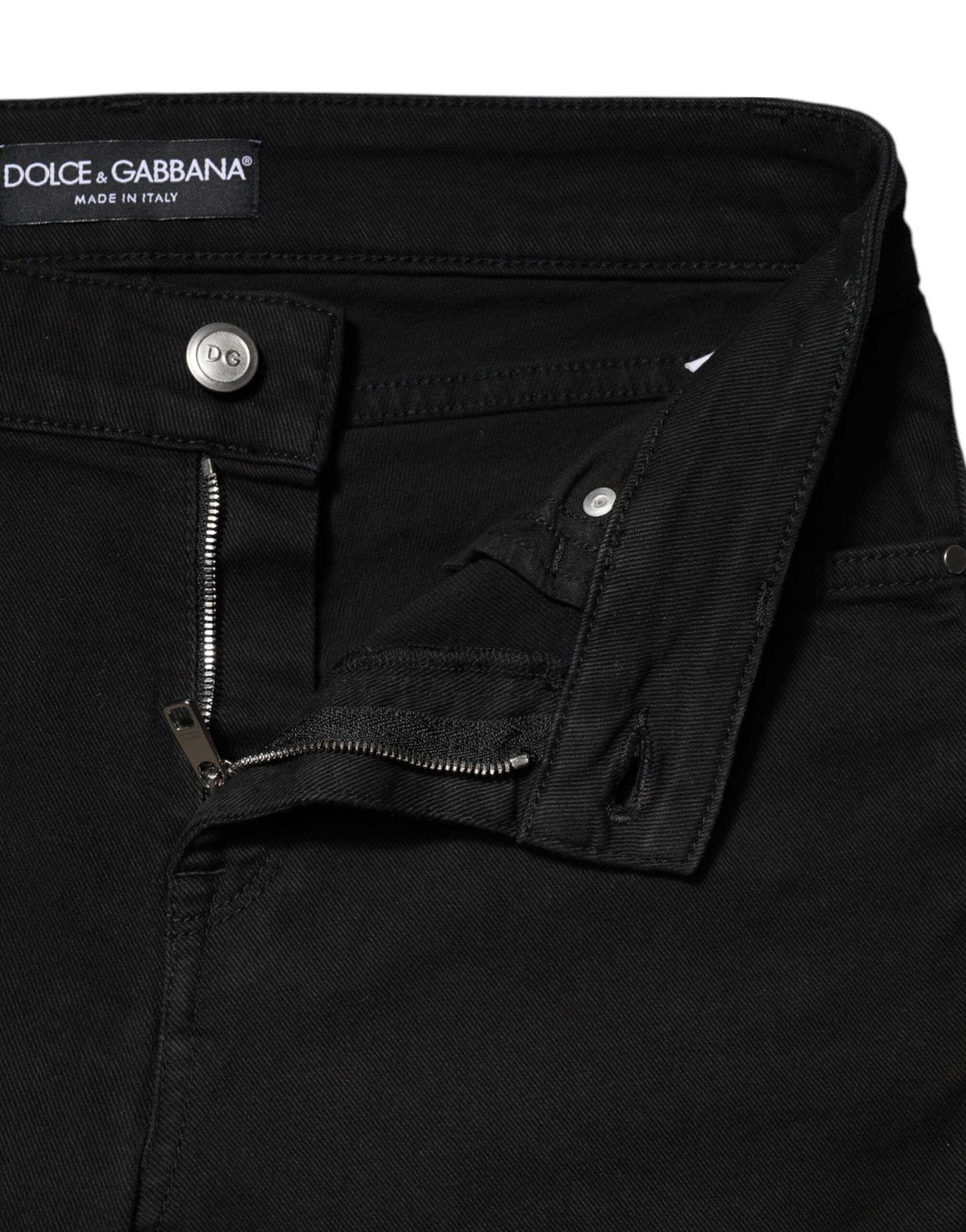 Dolce & Gabbana Schwarze Skinny Jeans aus Baumwolldenim mit mittlerer Bundhöhe