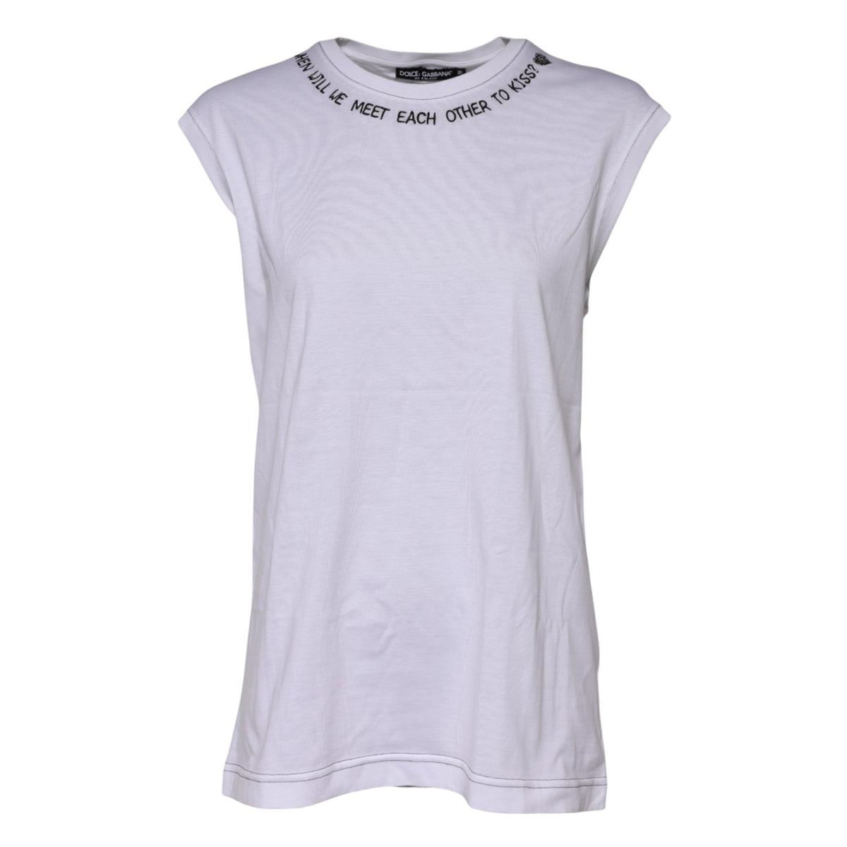 Dolce & Gabbana T-shirt senza maniche con stampa bianca in cotone
