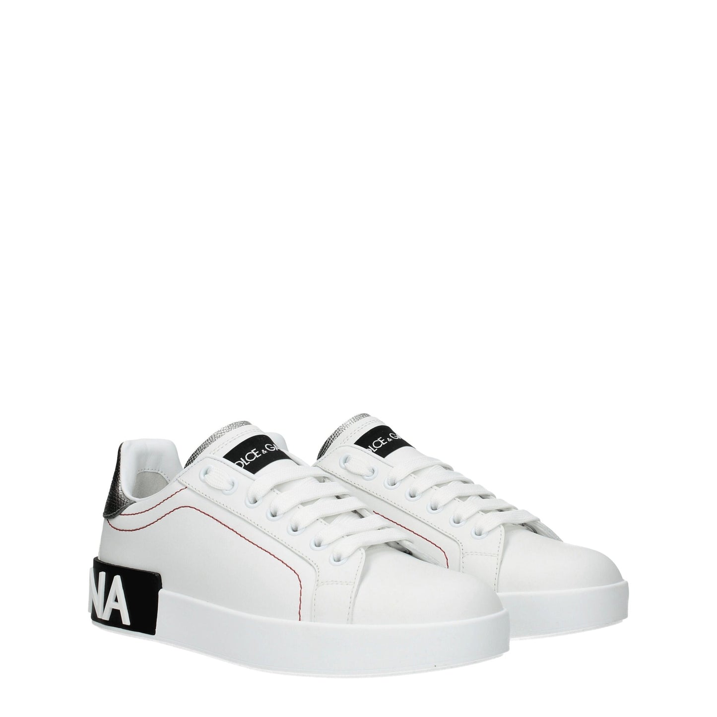 Dolce & Gabbana Weiße Low-Top-Sneaker aus Leder