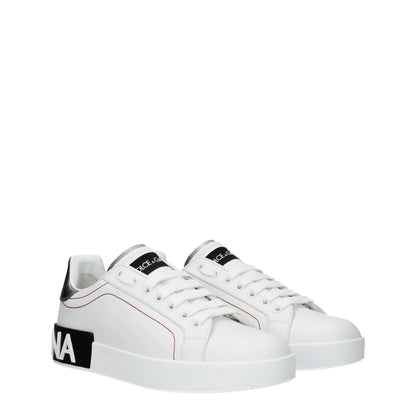 Dolce & Gabbana Weiße Low-Top-Sneaker aus Leder