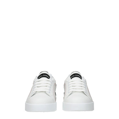 Dolce & Gabbana Weiße Low-Top-Sneaker aus Leder