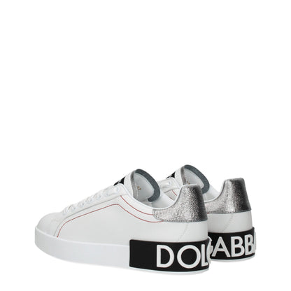 Dolce & Gabbana Weiße Low-Top-Sneaker aus Leder