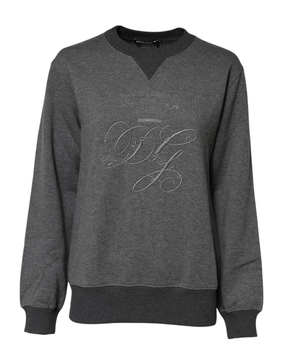 Dolce & Gabbana Grauer DG-Logo-Pullover aus Baumwolle und Kaschmir