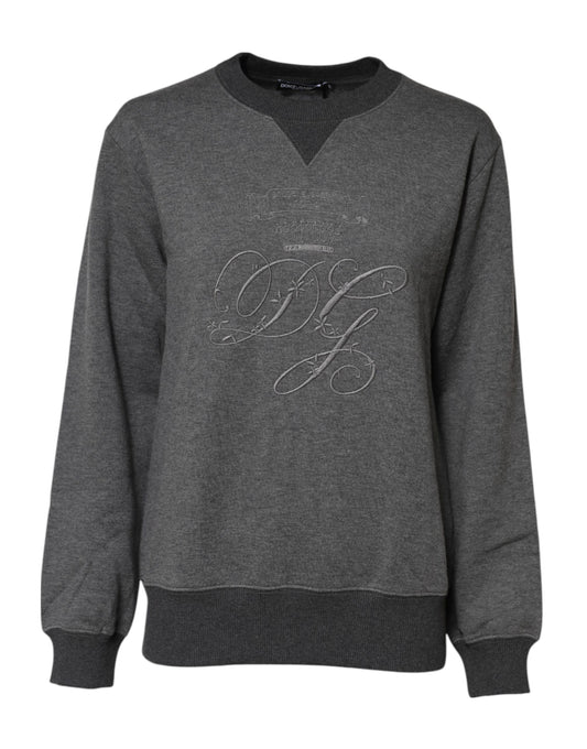 Dolce & Gabbana Grauer DG-Logo-Pullover aus Baumwolle und Kaschmir