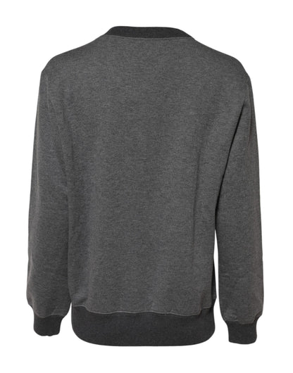Dolce & Gabbana Grauer DG-Logo-Pullover aus Baumwolle und Kaschmir