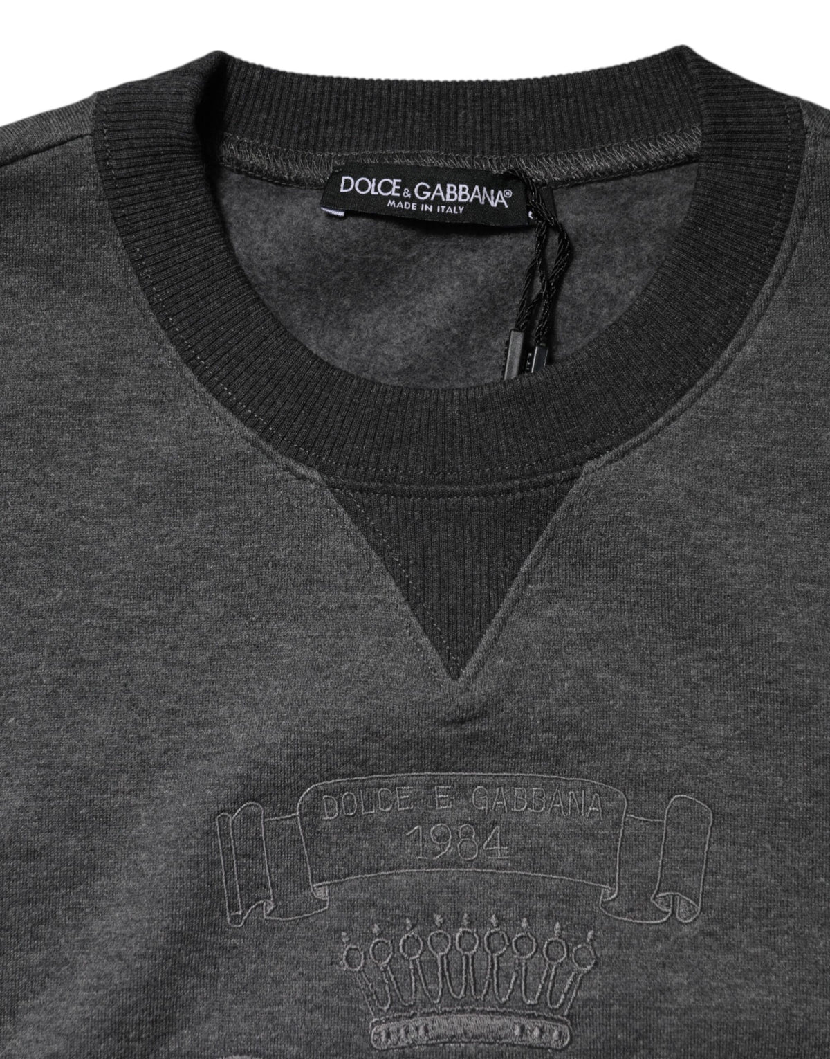 Dolce & Gabbana Grauer DG-Logo-Pullover aus Baumwolle und Kaschmir