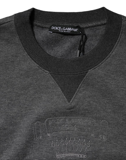 Dolce & Gabbana Grauer DG-Logo-Pullover aus Baumwolle und Kaschmir