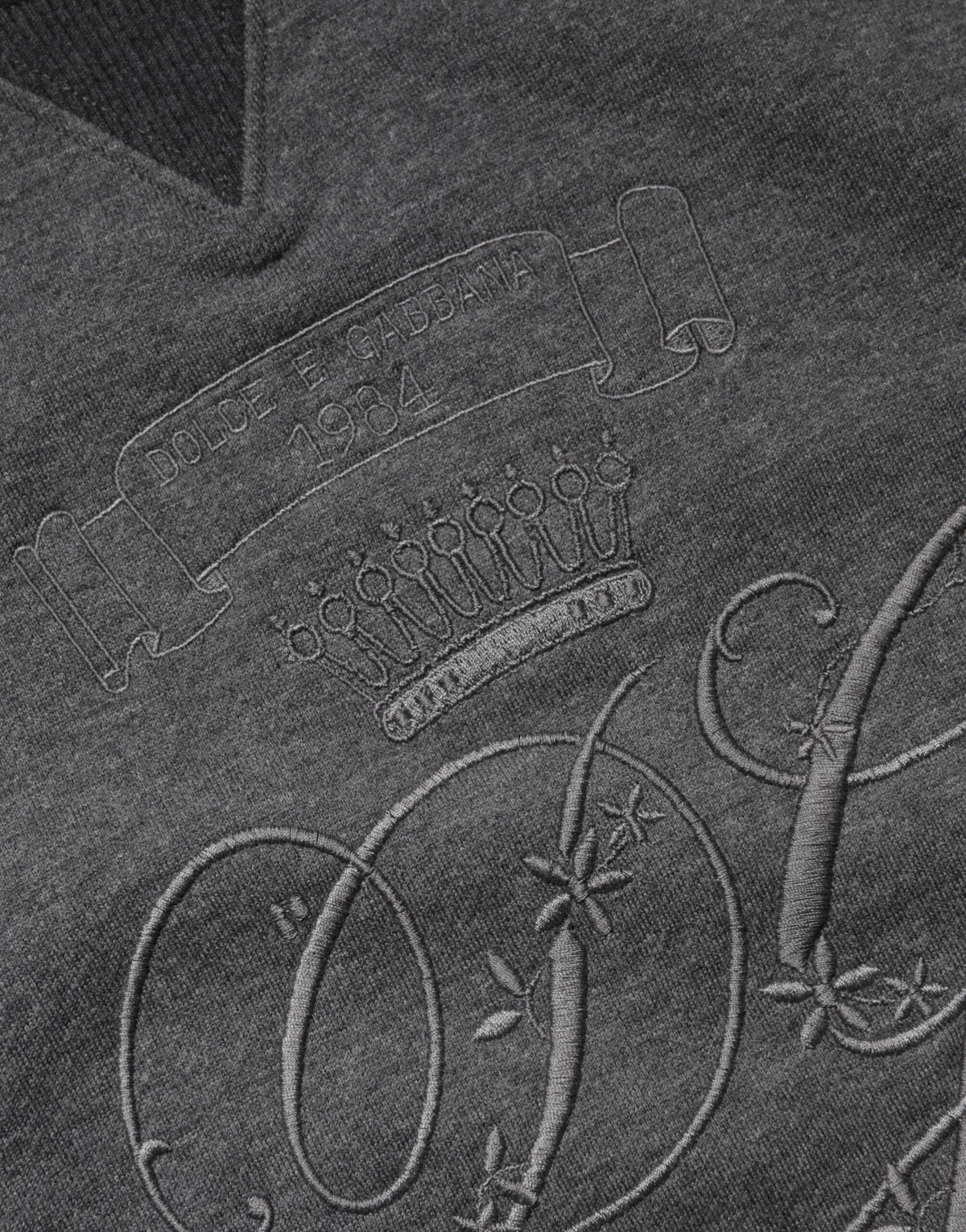 Dolce & Gabbana Grauer DG-Logo-Pullover aus Baumwolle und Kaschmir