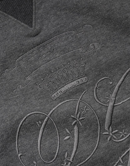Dolce & Gabbana Grauer DG-Logo-Pullover aus Baumwolle und Kaschmir
