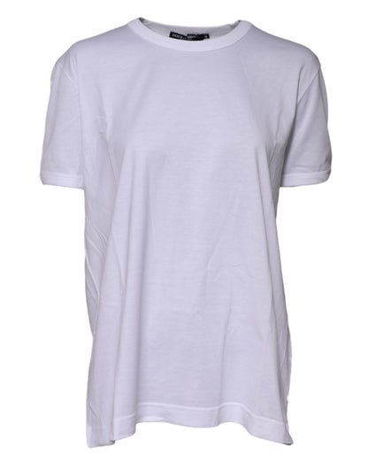 Dolce & Gabbana Weißes T-Shirt mit Rundhalsausschnitt aus Baumwolle Goodluck 2022