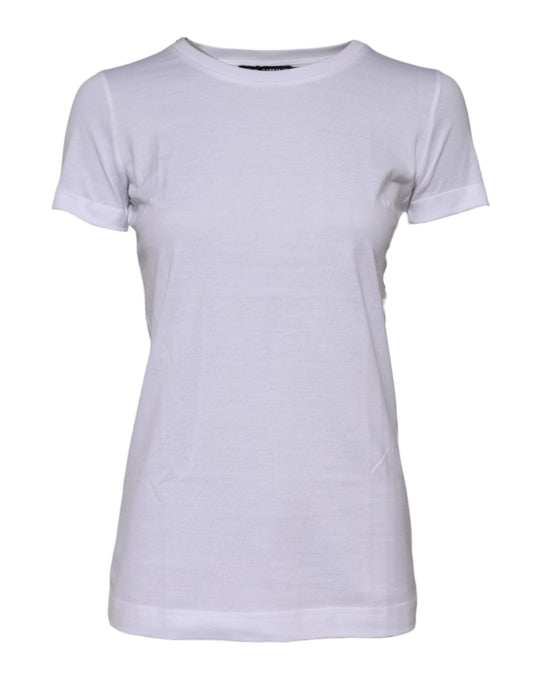 Dolce & Gabbana Weißes Baumwoll-T-Shirt mit Rundhalsausschnitt und kurzen Ärmeln