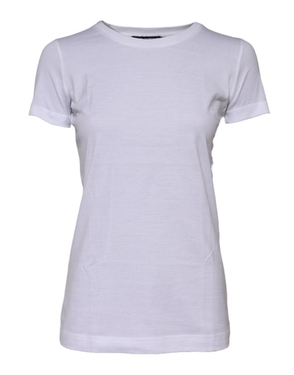 Dolce & Gabbana Weißes Baumwoll-T-Shirt mit Rundhalsausschnitt und kurzen Ärmeln