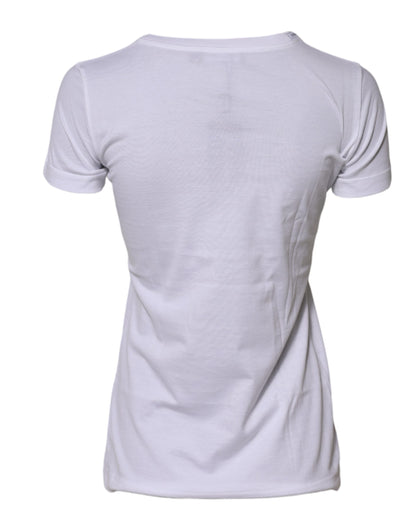 Dolce & Gabbana Weißes Baumwoll-T-Shirt mit Rundhalsausschnitt und kurzen Ärmeln