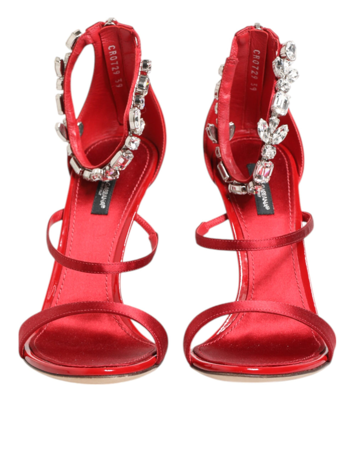 Dolce & Gabbana Keira Sandali Rossi con Cristalli in seta e raso