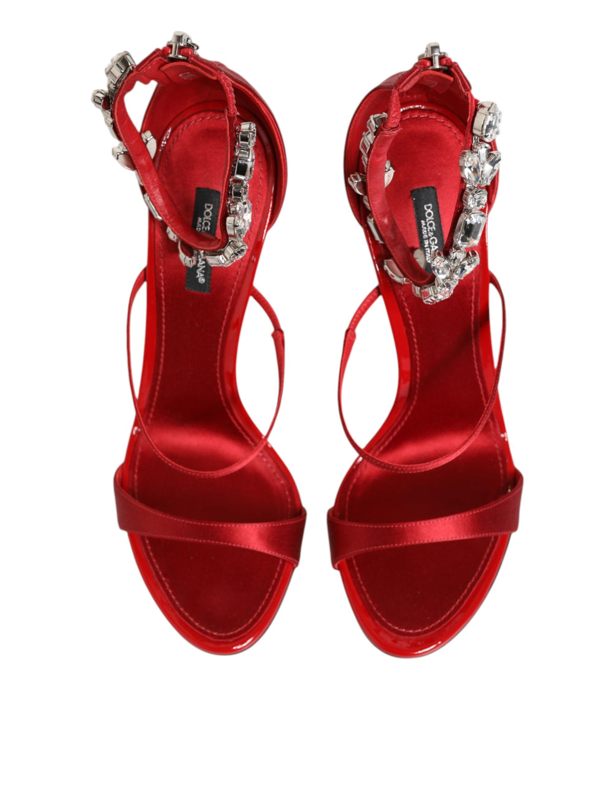 Dolce & Gabbana Keira Sandali Rossi con Cristalli in seta e raso