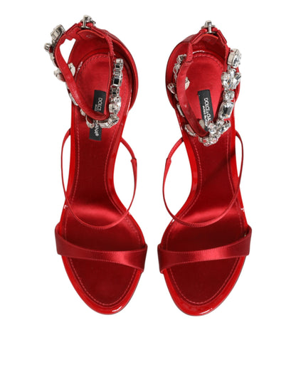 Dolce & Gabbana Keira Sandali Rossi con Cristalli in seta e raso