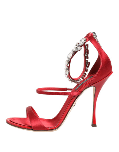 Dolce & Gabbana Keira Sandali Rossi con Cristalli in seta e raso