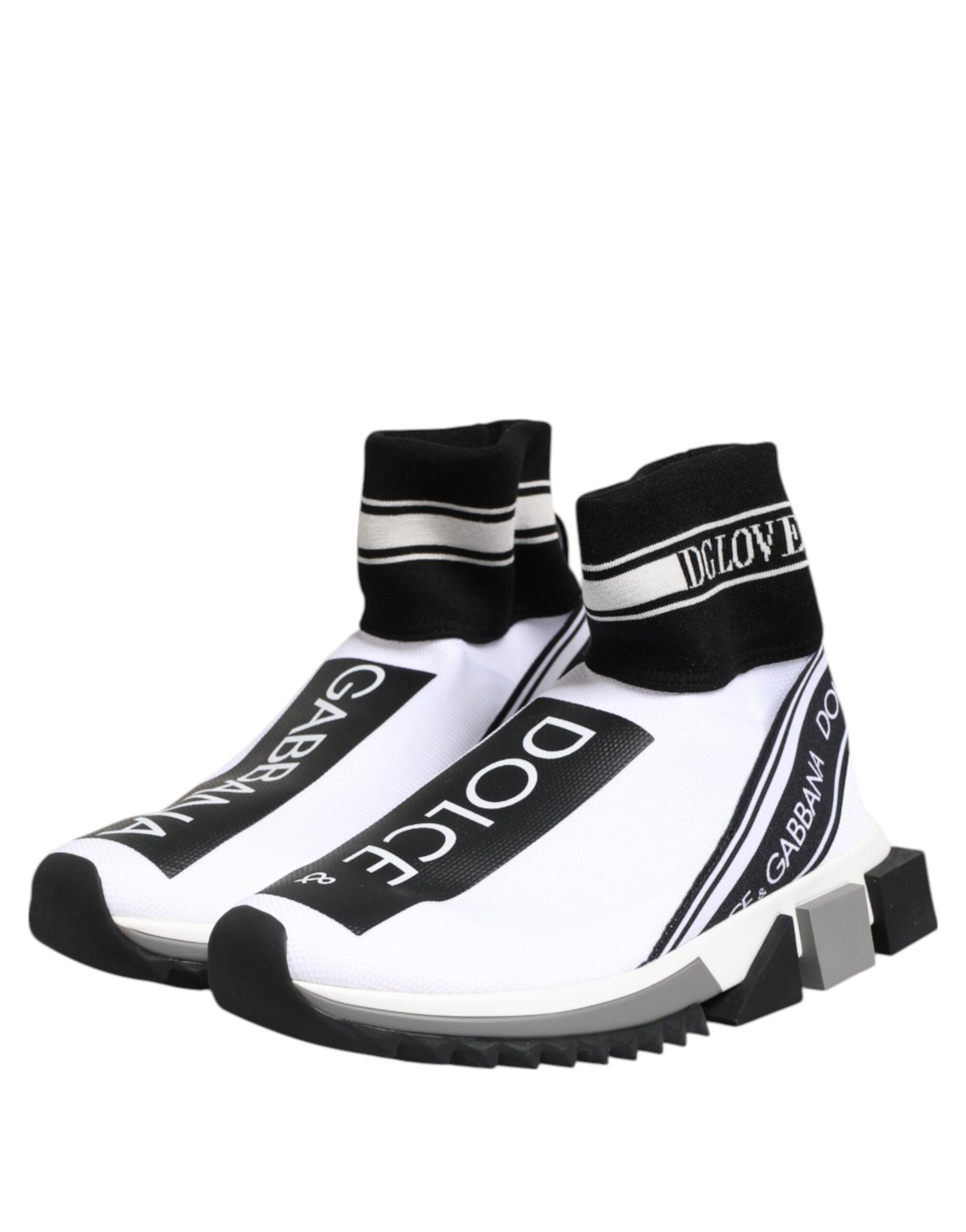 Dolce & Gabbana Weiß Schwarz Sorrento Socken Sneakers Schuhe