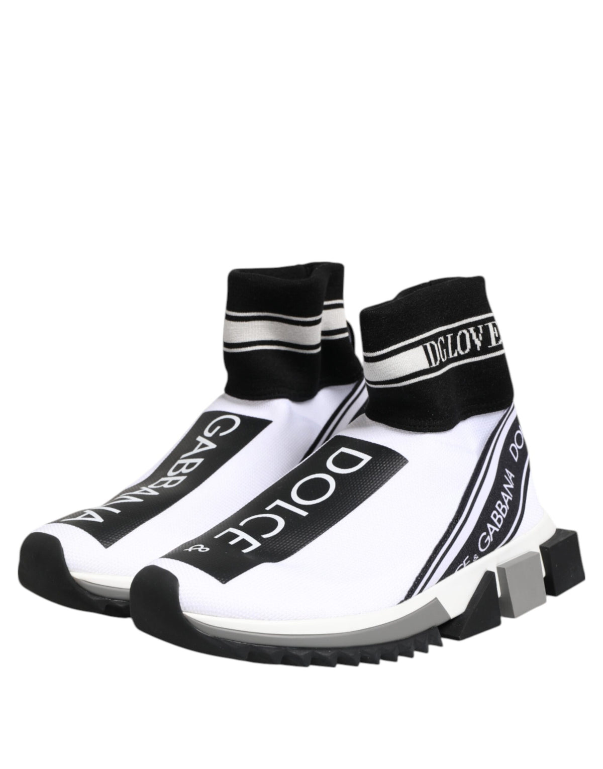 Dolce & Gabbana White Black Sorrento Socks Sneakers Shoes