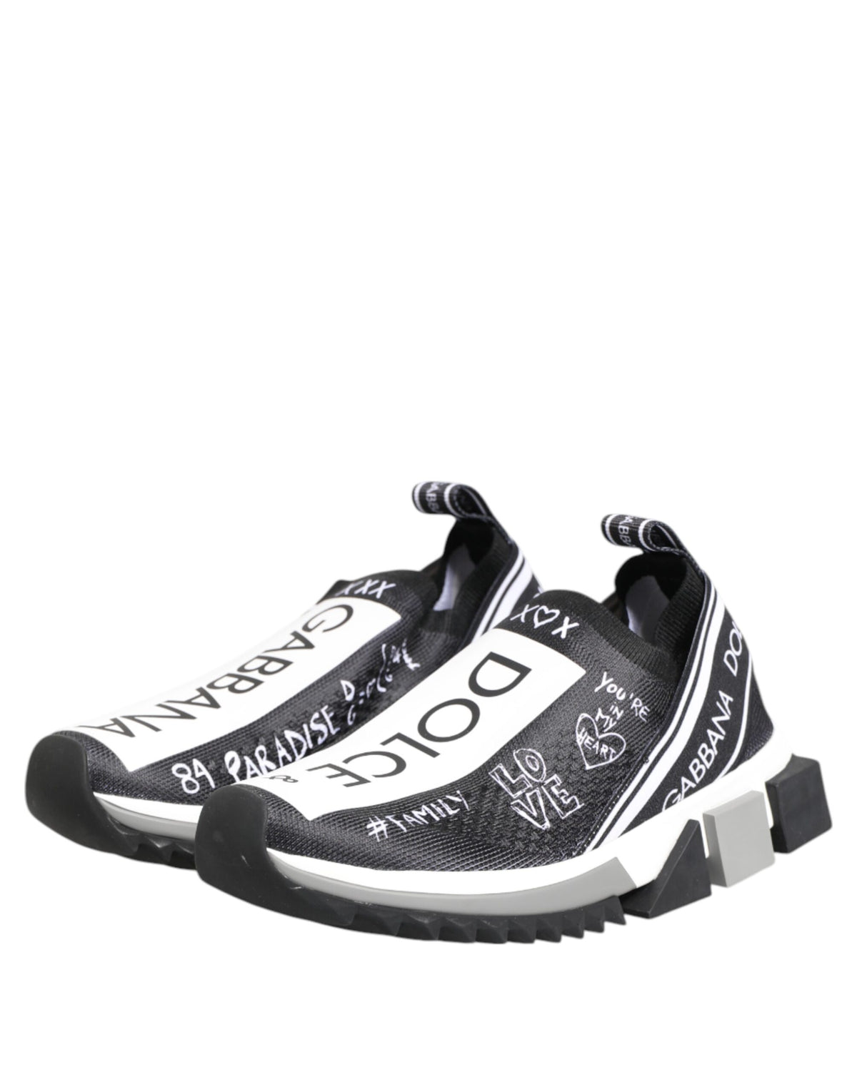 Dolce & Gabbana Black and White Sorrento Low Top Sneakers Shoes