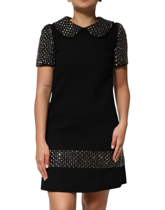Dolce & Gabbana Schwarzes Minikleid mit Kristallverzierung
