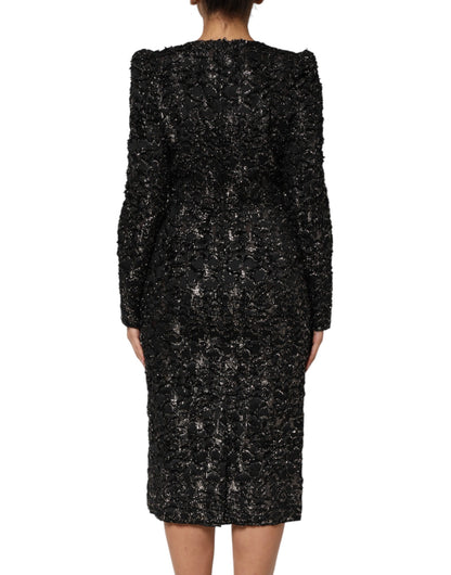 Dolce & Gabbana Black Sequin Bouclé Tweed Coat Dress