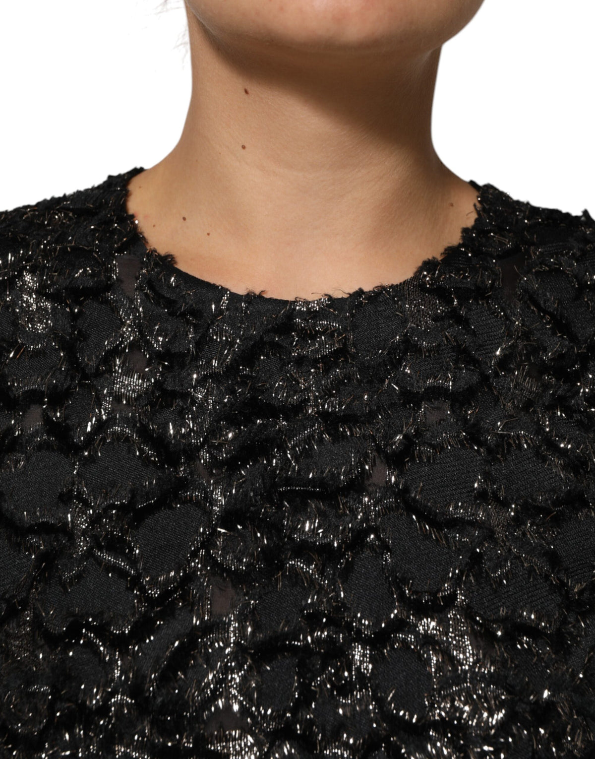 Dolce & Gabbana Black Sequin Bouclé Tweed Coat Dress