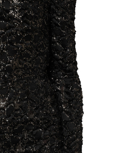 Dolce & Gabbana Schwarzes Pailletten-Bouclé-Tweed-Mantelkleid
