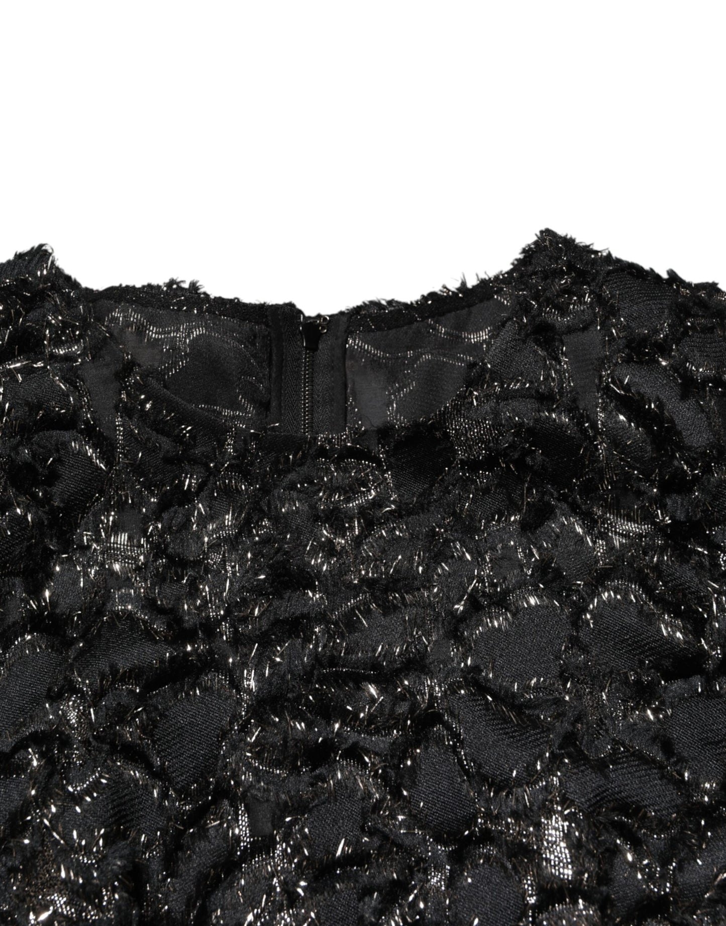 Dolce & Gabbana Schwarzes Pailletten-Bouclé-Tweed-Mantelkleid