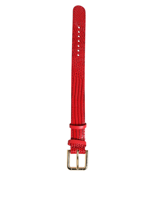Dolce & Gabbana Rotes Lederarmband mit goldfarbener Schnalle