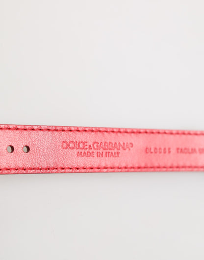 Dolce & Gabbana Rotes exotisches Leder Goldton Metallschnalle Frauen Armband